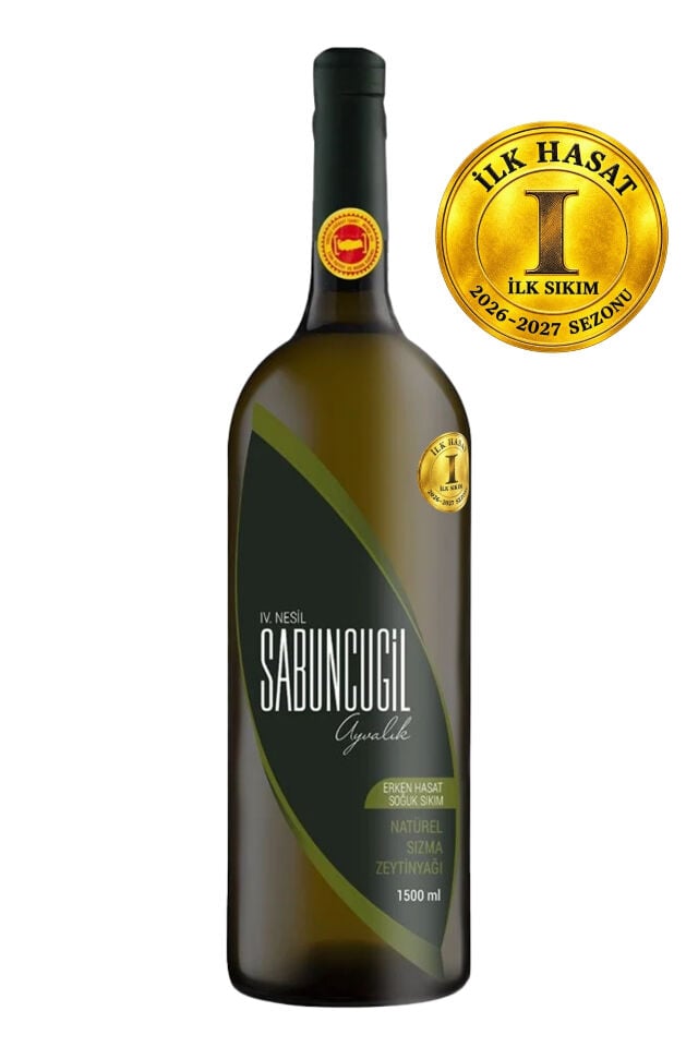 2026 - 2027 Ayvalık Erken Hasat Soğuk Sıkım Filtresiz Zeytinyağı 1500 ml Cam
