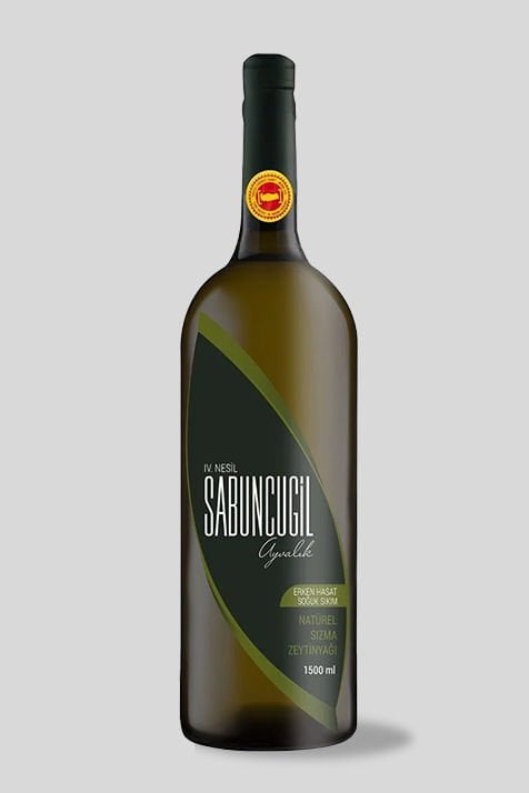 2025 - 2026 Ayvalık Erken Hasat Soğuk Sıkım Filtresiz Zeytinyağı 1500 ml Cam